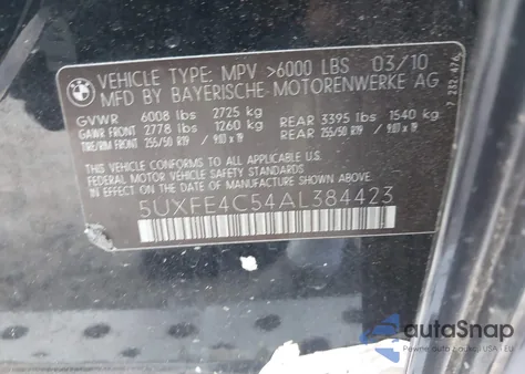 2010 BMW X5 xDrive30I from USA, damaged, VIN 5UXFE4C54AL384423